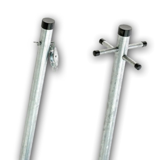 2.4m Cleat & Pulley + One Piece Standard Clothes Post (Twin Pack)