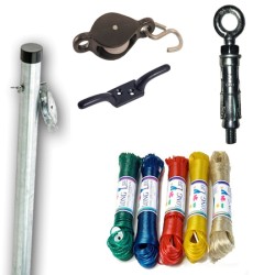 Post to Wall Cleat & Pulley Complete Set